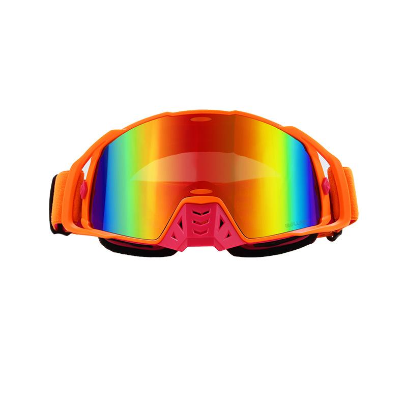 

One-touch quick-change off-road motorcycle goggles with helmet, color-changing goggles, wind and dust protection, outdoor ski goggles Orange frame revo Red fil