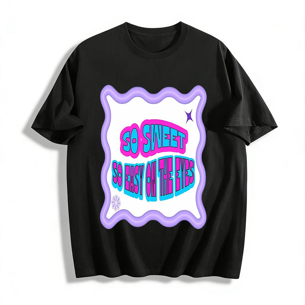 

Y2K Retro Sweet Cool Style Printed T-shirt Women Casual Loose Crewneck Top With Fun Letters Pure cotton T-shirt XXS