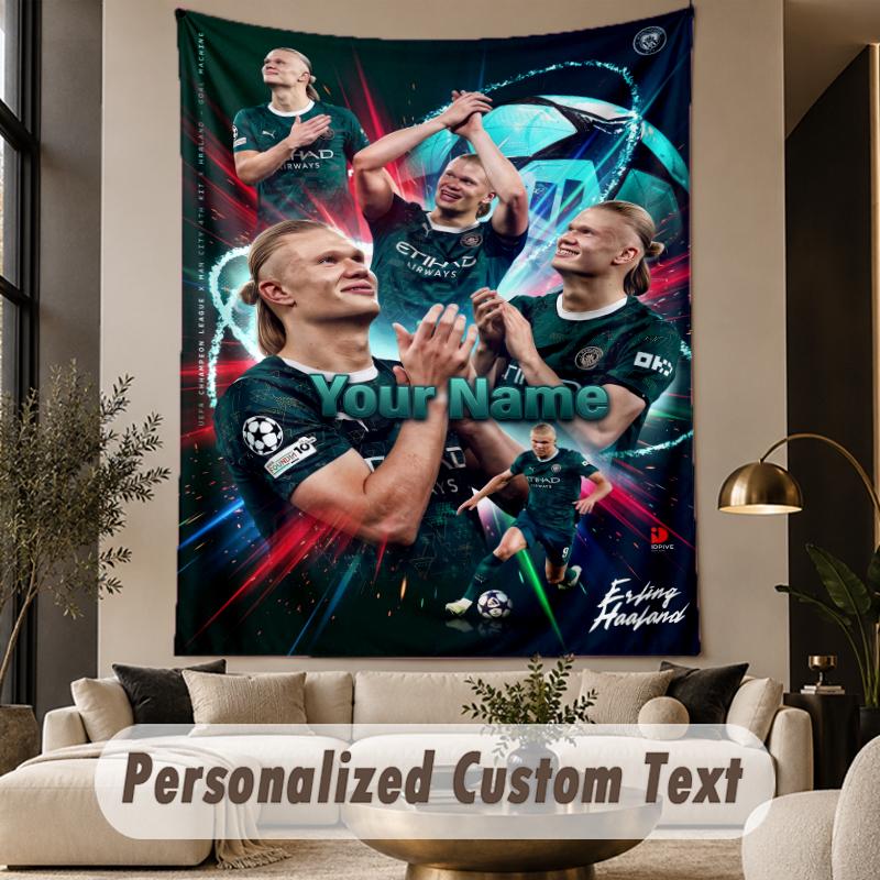 Custom Text Tapestry Erling Haaland Print Wall Tapestry Indoor Living Room Wall Decor