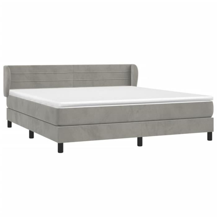 3127565 vidaXL Divan Bed and Mattress Light Grey 180x200cm Velvet