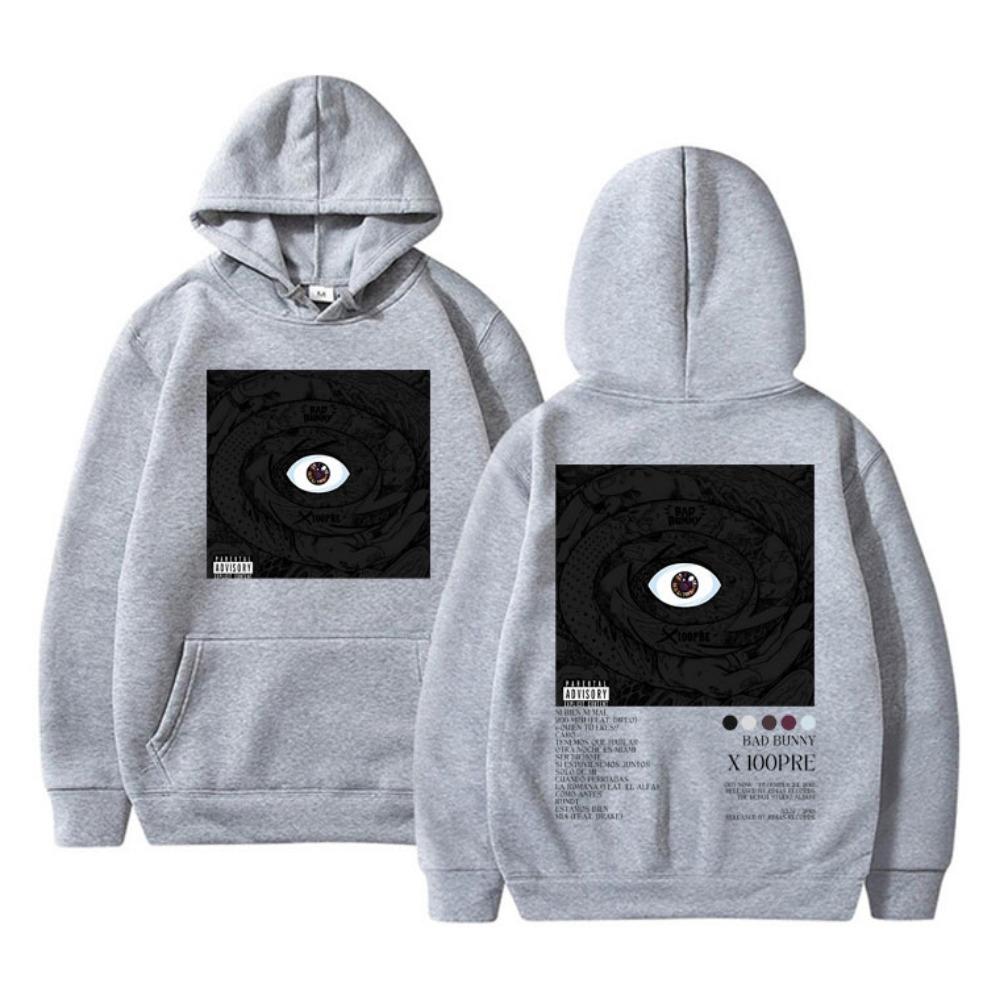 Rapper Bad Bunny X 100PRE Music Album Hoodie Double Sided Print Men's Women's Extra Large Hoodie Vintage Streetwear
