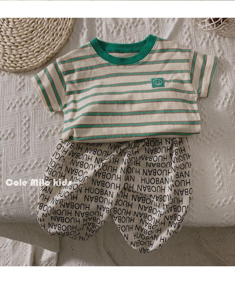 Vielseitiges gestreiftes Leinen-Baumwoll-T-Shirt für Jungen & Mädchen – Kurzarm, Koreanischer Stil, Lockere Passform, Colorblock-Design, Sommer-Modetop.