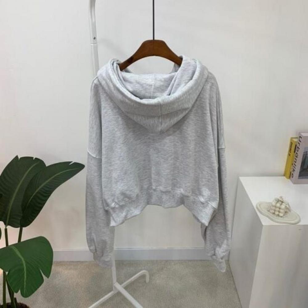 C S In The Room Luven Embroidered letterIng Cropped Hoodie 3Color
