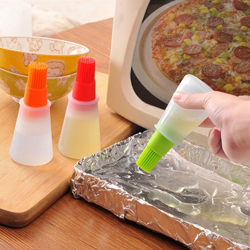 Tragbare Ölflasche aus lebensmittelechtem Silikon mit Pinsel, Grillpinsel, Backpinsel, hitzebeständig, Grillölpinsel, Backwerkzeuge