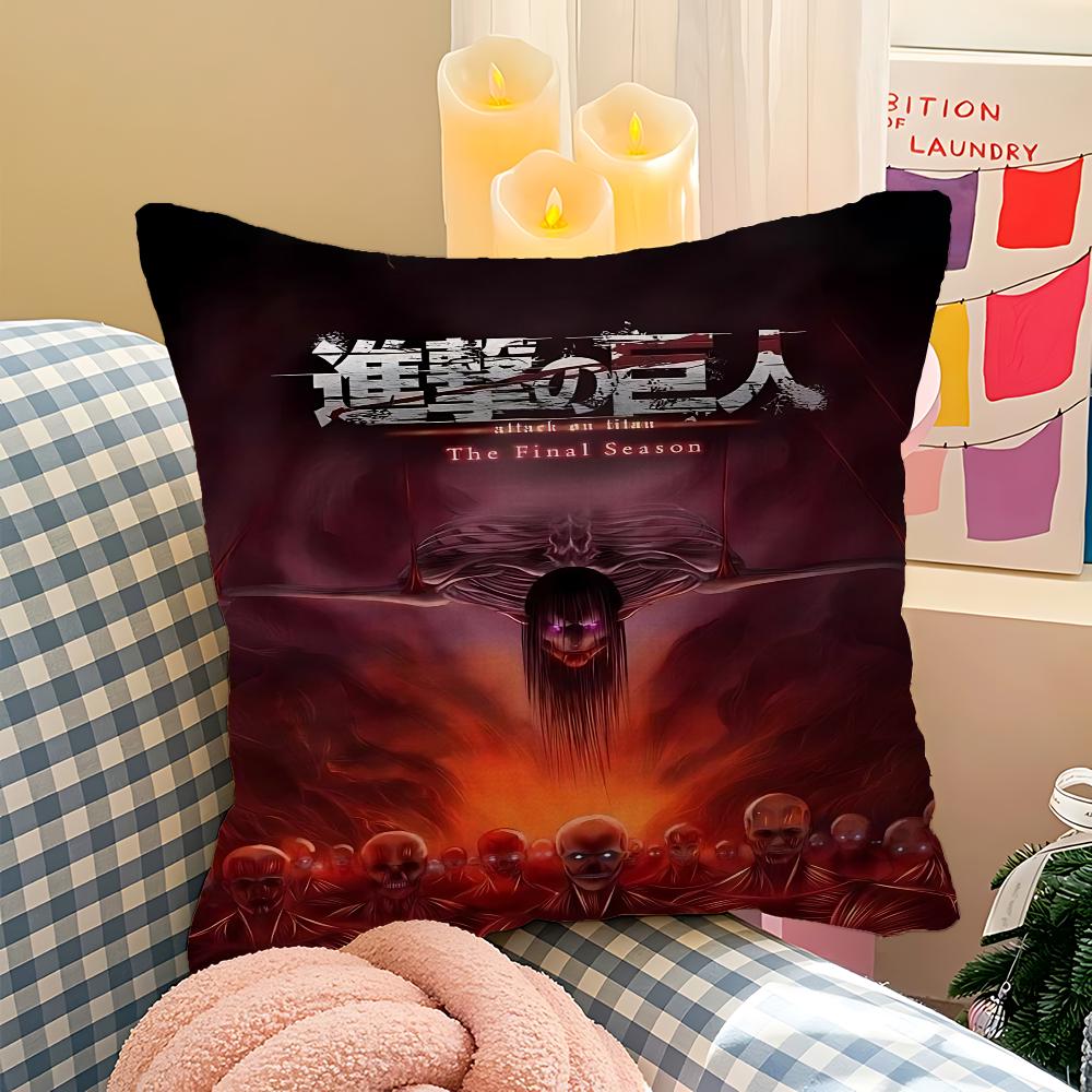 Anime A-Attack On T-Titan Cushion Cover Car Throw Pillow Case For Sofa Car Christmas Gift 40x40cm 45x45cm