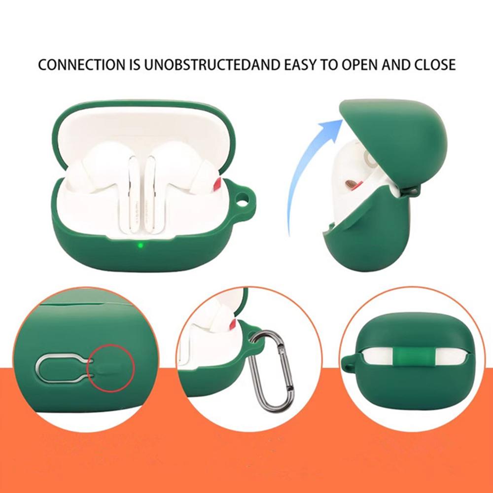 For Xiaomi Redmi Buds 5 Pro Silicone Case with Anti Lost Buckle Bluetooth-compatible Earphones Protective Cover