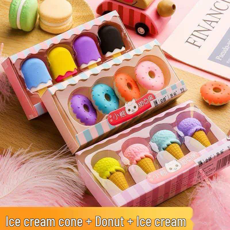 Creative Cartoon Dessert Eraser - Fun, Cute, Educational, Detachable Gift for Kindergarten and Primary Students