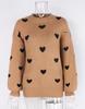Heart Jacquard Round Neck Pullover Sweater for Women - Autumn/Winter Valentine's Day Style