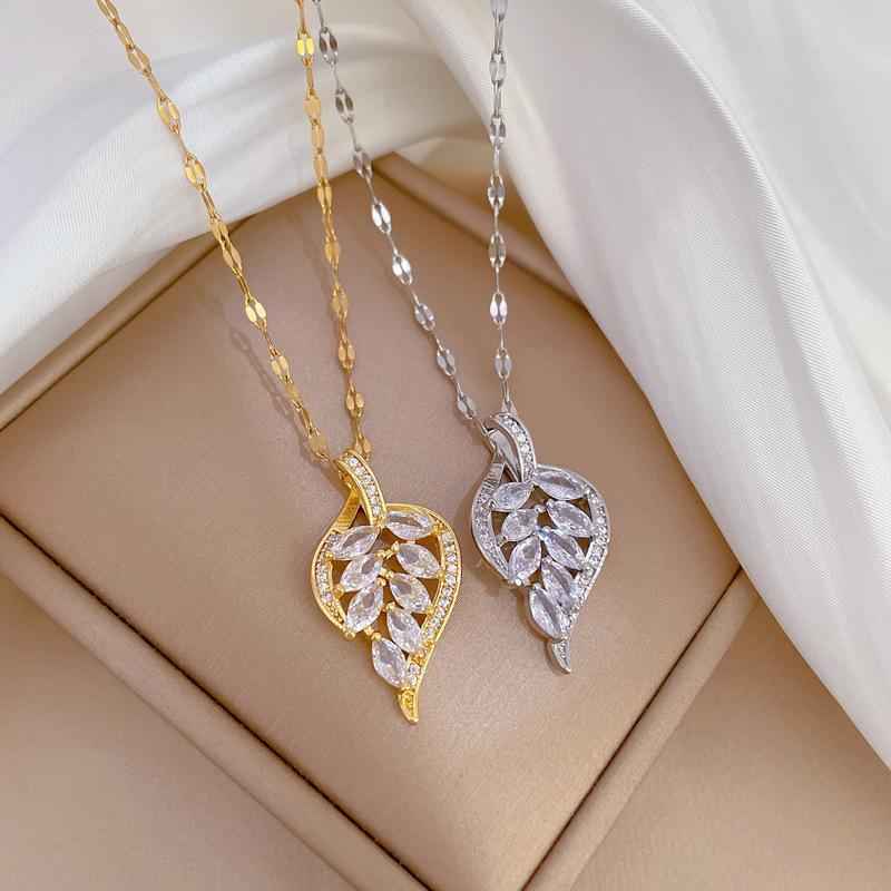 Guochao Micro-Inlaid With One Leaf To Get Rich Accessories Live Broadcast Court Style Full Of Diamonds Inlaid With Luxury Necklaces