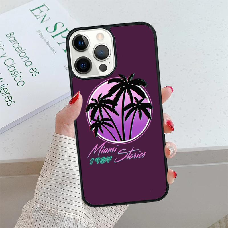 80s Retrowave Neon Palms Tree Phone Case Cover For iPhone 17 Air 15 16 16e 14 13 Pro 12 11 Pro Max For Apple PLUS Fundas Shell