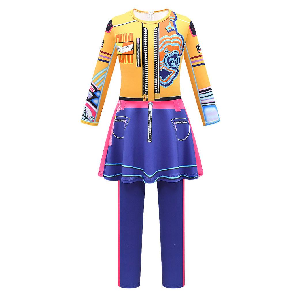 Kids Girls Anime Cartoon POP Singer Super Star Printed Jumpsuit Bag Set Halloween Cosplay Costumes