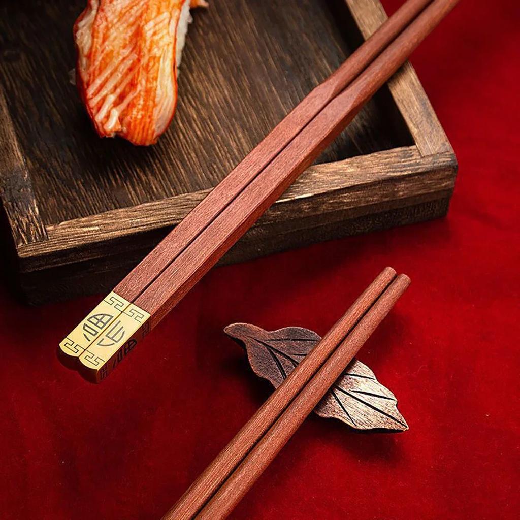 Red Wood 5/6/8/10 Pairs Chinese Chopsticks High Quality Beautiful Tableware Non Slip Sushi Food Grade Kitchen Chopstick Set