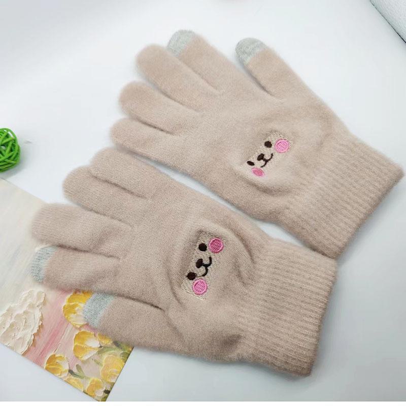 2024 Cute Korean Style Winter Knit Touchscreen Gloves for Women - Warm & Thick, Ideal for Cycling & Cold-Proof Protection