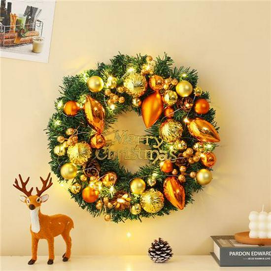 50CM Christmas Wreath & 2.7M Garland Set - Festive Door & Wall Decor
