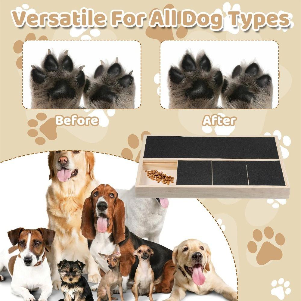 Pull-Out Dog Nail Scratch Board Stress-Free Wooden Dog Nail File Board Built-in Snack Box Pet Nail Grinder Scratcher