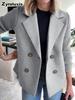 Spring Women's Wool Blend Overcoat Blazer Jacket