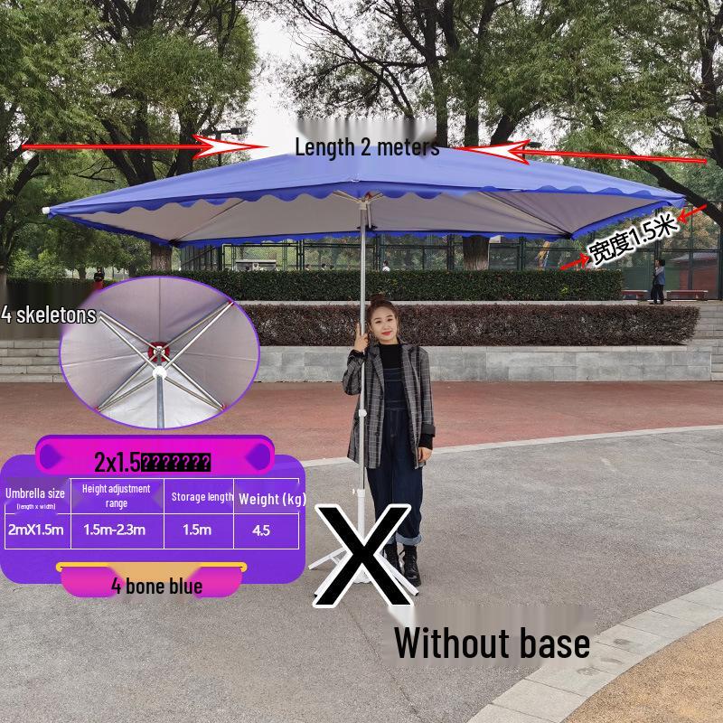 Large Outdoor Rectangular Sunshade Umbrella - Commercial Folding Awning for Courtyard