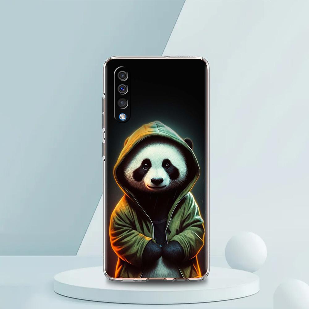 Cute Animal Panda Luxury Transparent Phone Case for Samsung Galaxy A12 A02 A03S A50 A70 A40 A10 A20 A30 Cover Silicone Shell Bag