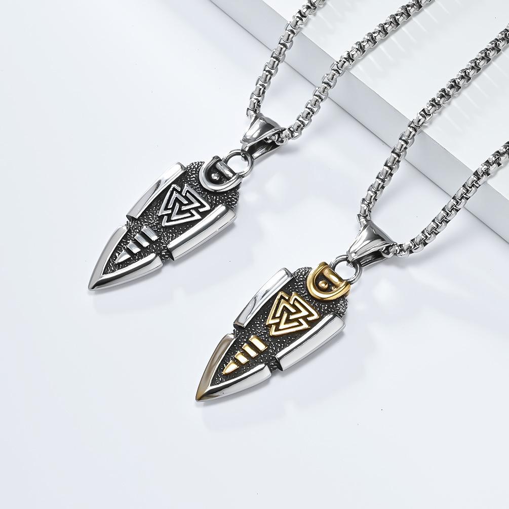 Odin's Spear Valknut Gungnir Viking Necklace For Men with Rune Symbol Raven’s of Odin Labradorite Norse Mythology Pagan Jewelry