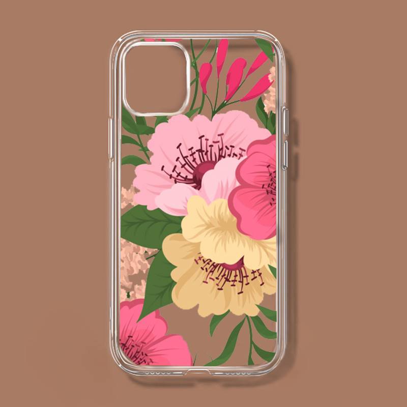 Flower Bud pattern Phone Case Transparent soft For iphone 11 13 12 14 x xs xr pro max mini plus