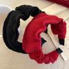 2024 Red Knitted High Crown Pleated Wool Headband for Women - Festive & Elegant
