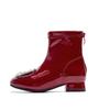 Girls Martin boots 2025 new autumn and winter red leather boots velvet baby boots little girl princess children's short boots