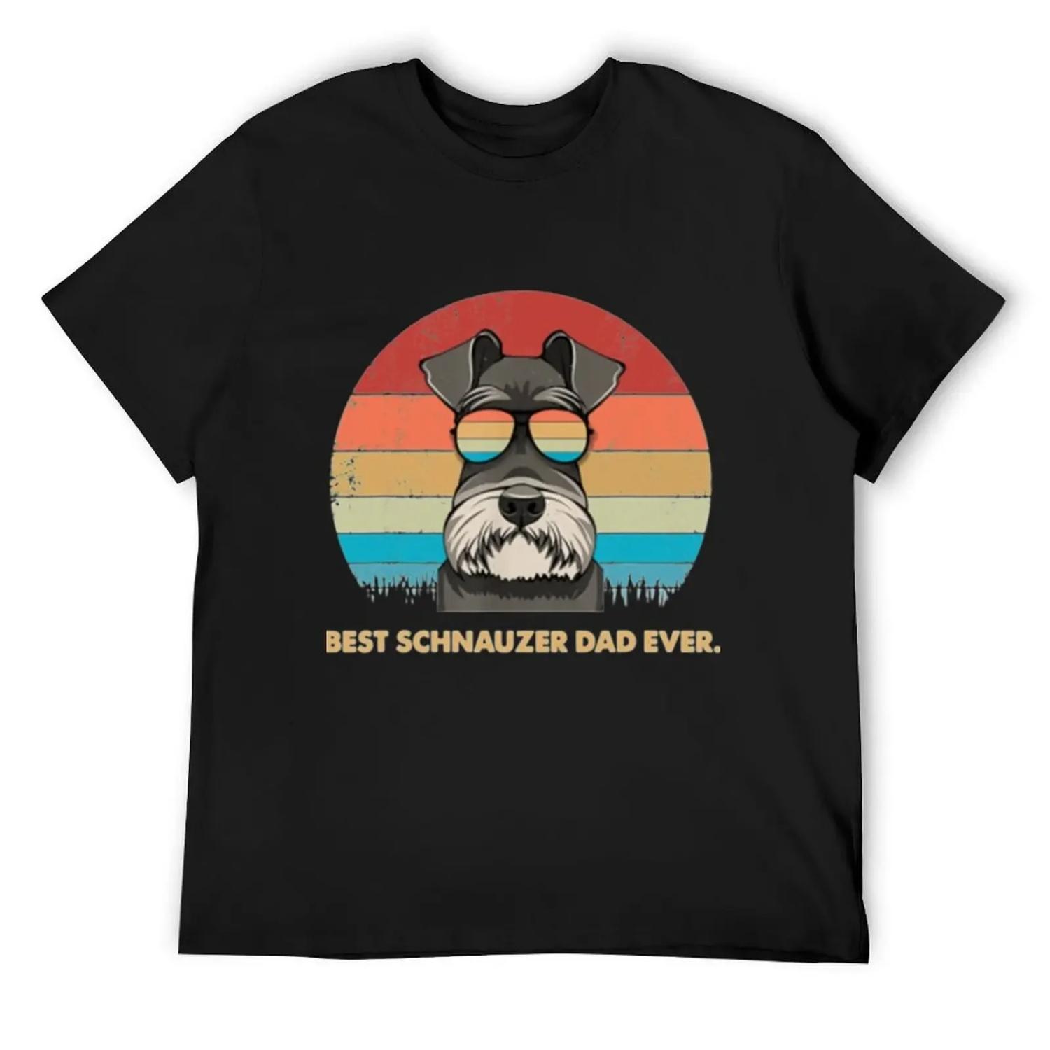 

Dog Vintage Best Schnauzer Dad Ever Father s Day Gift T-Shirt anime clothes customs design your own baggy shirts men tshirt S чорний
