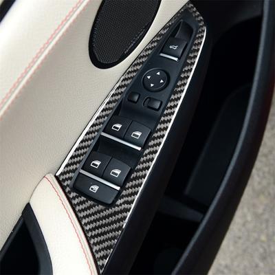 4PCS Carbon Fiber Car Window Lifter Switch Control Panel Frame Decor Stickers For BMW X3 F25 X4 F26 Auto Interior