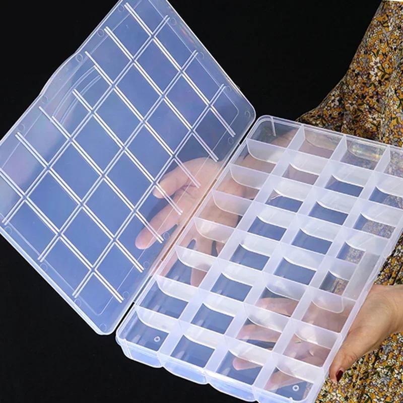 Transparent Plastic Storage Jewelry Box Plastic Compartment Adjustable Container Storage Boxes Beads Ring Earring Organizer Case