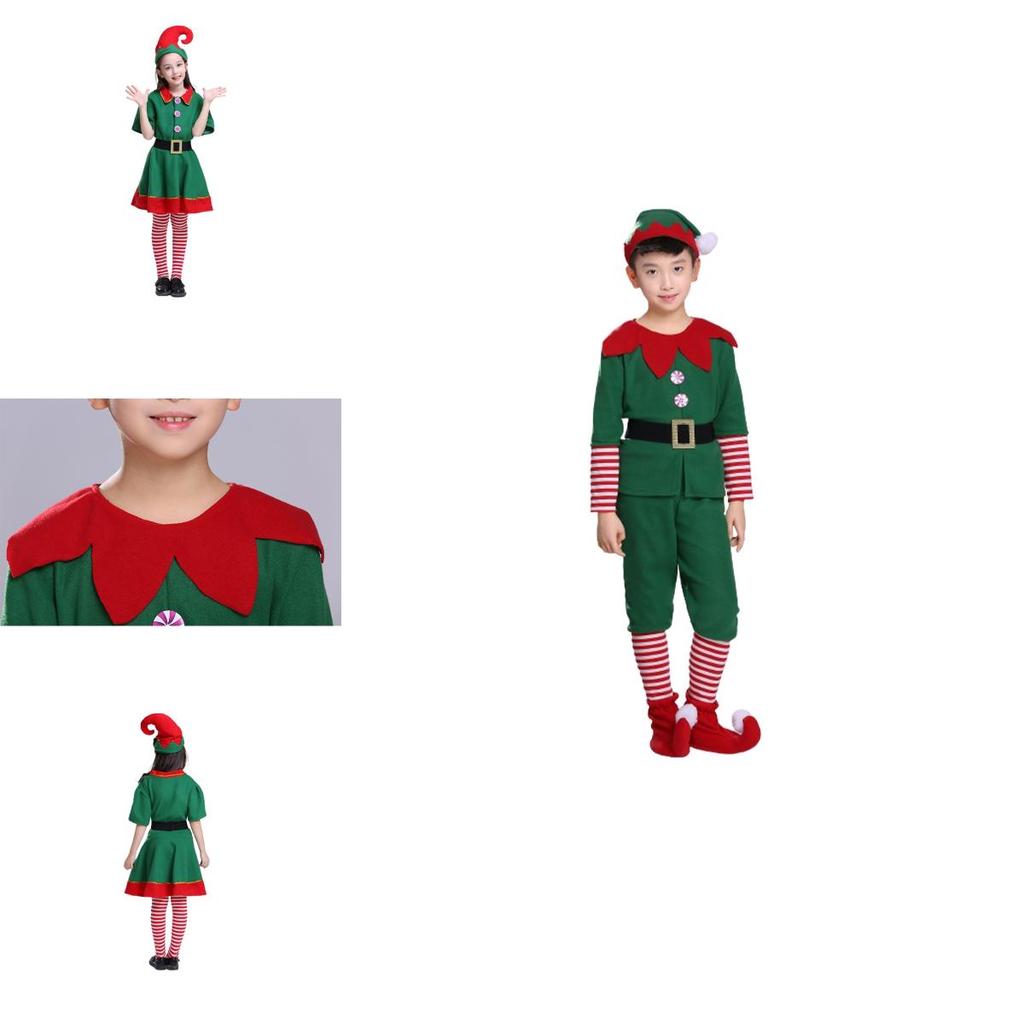 Premium Kids Christmas Elf Fancy Dress Set For Xmas Parties Cosplay Role Play