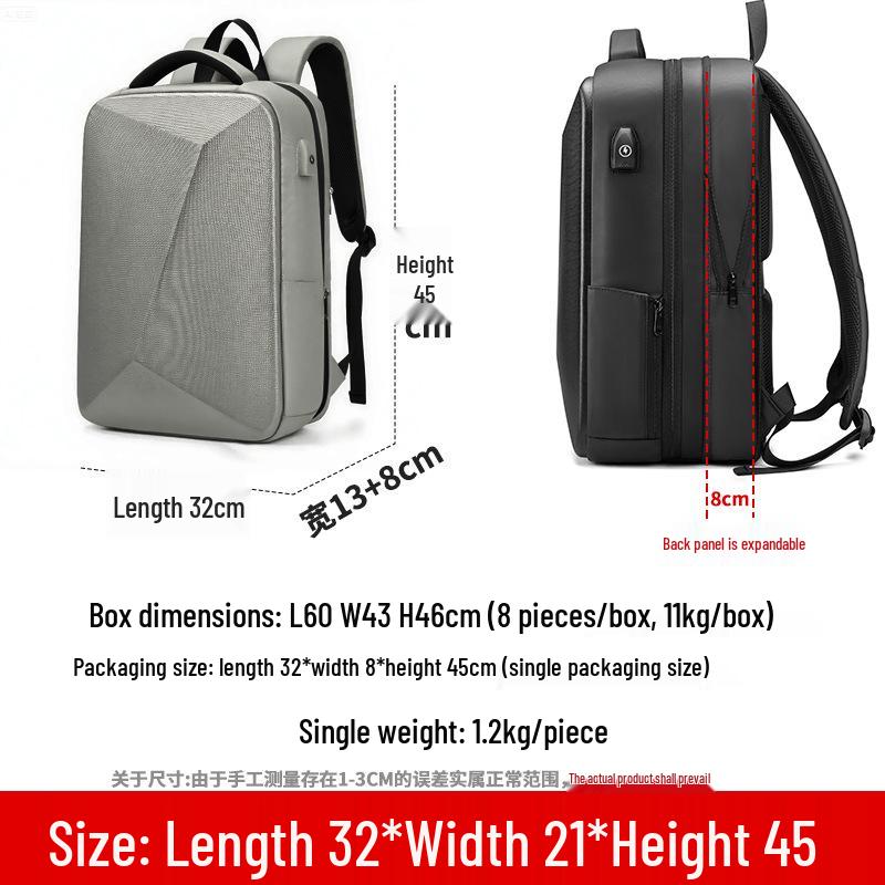Men's Hard Shell Expandable Business & Travel Backpack with Laptop Compartment
