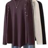 Plus Size Women's Velvet Long Sleeve Top - Half-High Neck, Loose Fit, Stylish Flaw Cover, Autumn/Winter Collection