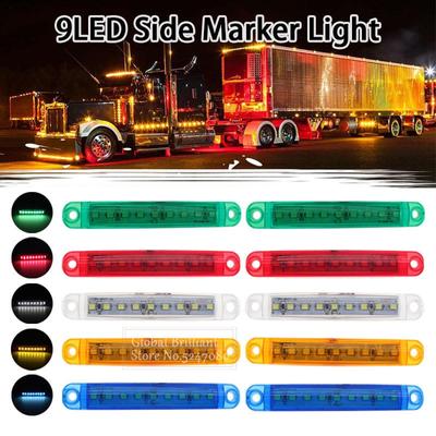 2x 9LED balta+gintarinė+raudona+žalia+mėlyna 24V vandeniui atsparūs šoniniai žymeklio lemputės galinės lemputės stovėjimo lempos Autobusas/sunkvežimis/priekaba/sunkvežimis