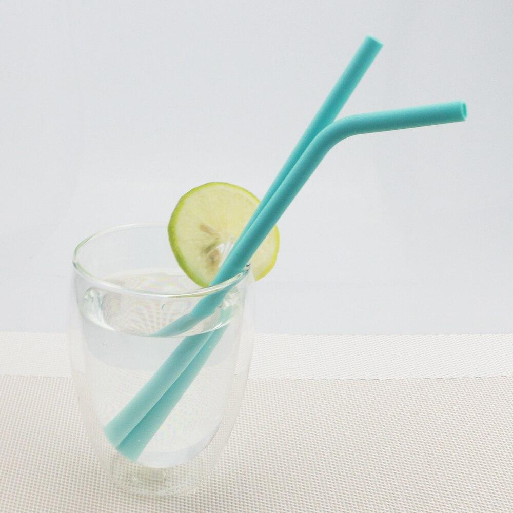 Farge Silikon Reise sugerørsett Gjenbrukbart fleksibelt sammenleggbart sugerør med rensebørstepose