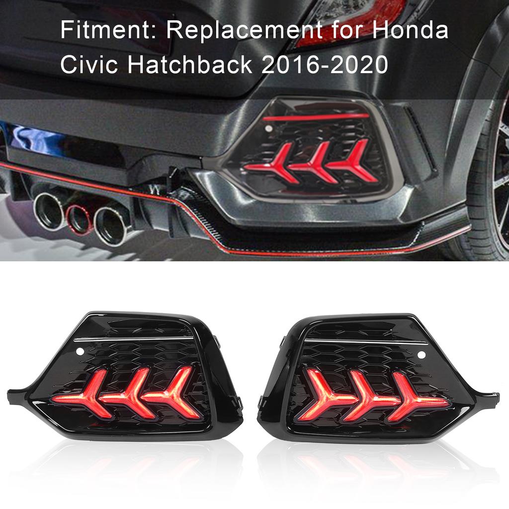 1 Pair Rear Bumper Lights Dynamic Turn Signal Replacement for Honda Civic Hatchback 2016-2020