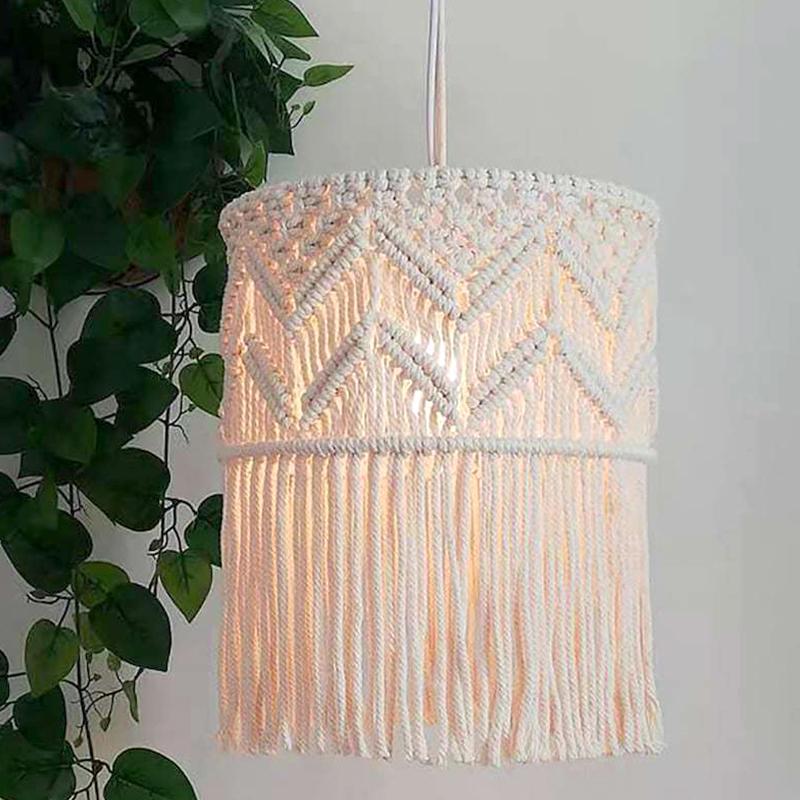 1Pc Chandelier Chic Macrame Bohemia Lampshade Woven Lamp Shade Hanging Lamp Cover Tapestry Decor Pendant Light Cover