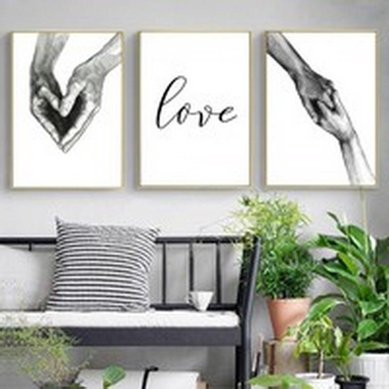 Holding Hands Love Quote Family Poster Nordic Black & White Minimalist Canvas PaintinWall Pictures for Living Room Bedroom Home Wall Decor No Frame