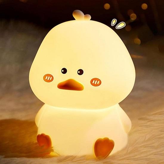 

Силиконовый ночник-утка для детей Перезаряжаемая сенсорная светодиодная лампа с изменяющимся цветом, Мягкий прикроватный милый светильник для спальни, младенцев, подарок, декор для детской комнаты