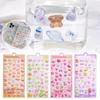 4pcs Waterproof Jelly Stickers Transparent DIY Stickers Cartoon Animal Sticker Laptop Decoration
