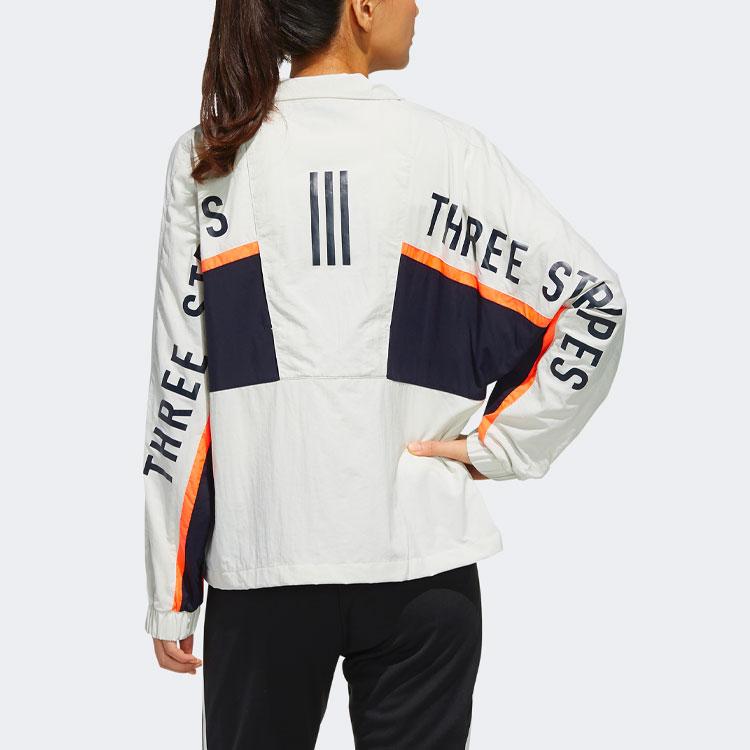 Adidas Logo Print Patchwork Stand Collar Jacket Women Outerwear Trace-Grey FM5275