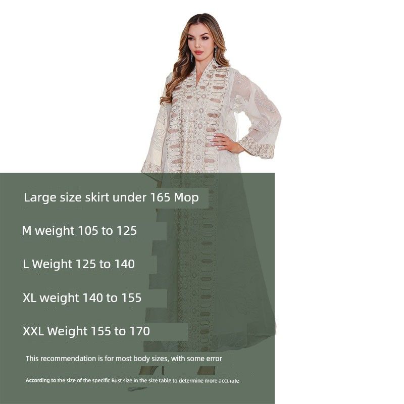 Light and Cool Dubai Europe Robe Middle East Plus Size Big Man Arab Embroider Dress Dresses