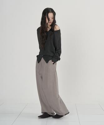 Ouas Wide Elastic Waist Pants (Warm Gray)