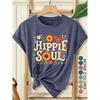Women's Elegant Style Plus Size Loose Short Sleeve Hippie Soul Hippie Floral Print Pattern Round Neck Women's Comfortable Soft Breathable New Spring