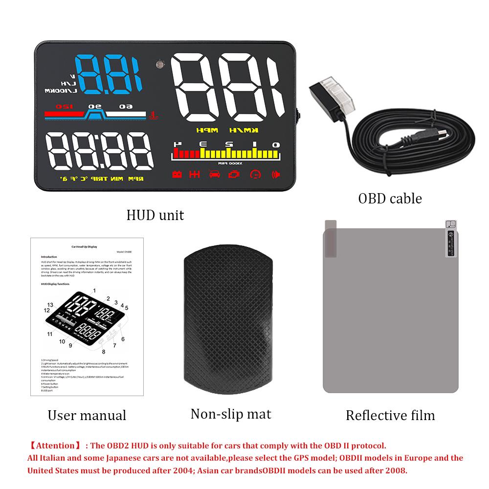 

ZQKJ D5000 OBD2 Head Up Display для автомобиля Спидометр Прожектор для лобового стекла HUD LED Аксессуар Электронный автоматический сигнализатор превышения скорости