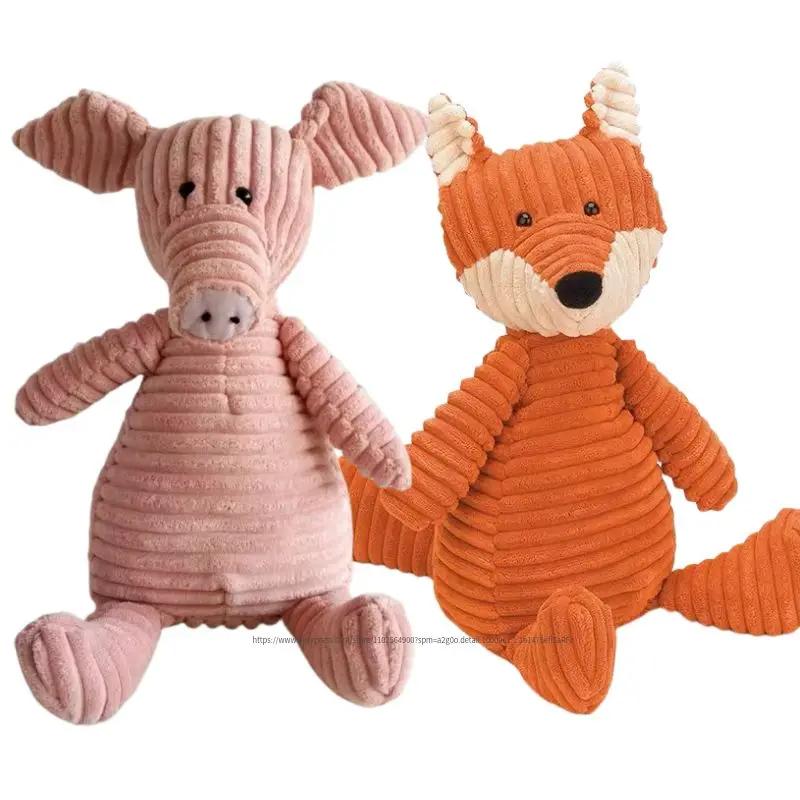 Practical Home Decor Unisex Orange Striped Plush Fox Doll Plush Toy Forest Wild Animal Cosplay Plushie Peluche Stuffed Animal Huggable Sleeping Companion