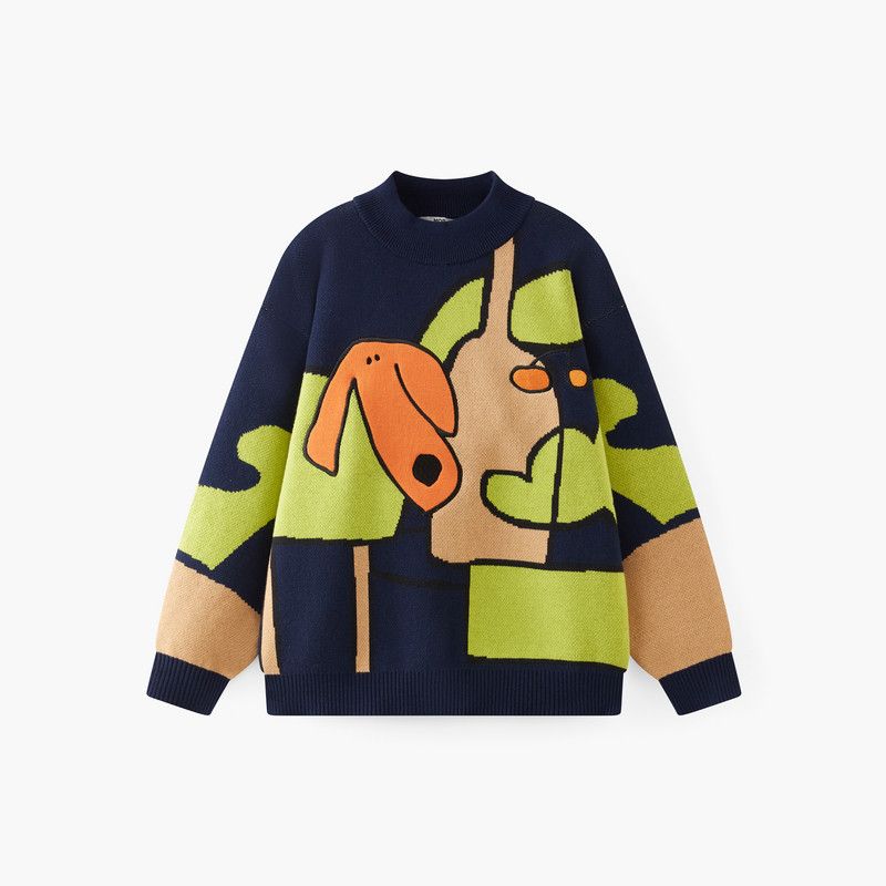 

[Designer Series] Mqd Children s Clothing Boys Sweater Knitwear 25 Winter New Style Children s Warm Color-Block Design Tibetan youth 150