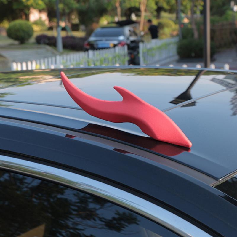 1Pair Auto 3D Dragon Horns Decoration Exterior Accessories Car Roof Decoration Elasticity EVA Horns Sticker
