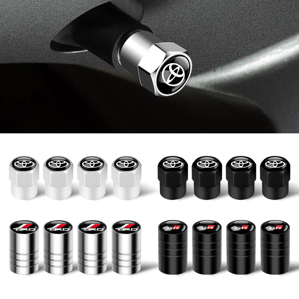 4Pcs Aluminum Car Wheel Tire Air Valve Dust Caps AutoAccessories For Toyota 4runner Harrier Venza Yaris Cross Auris Avensis Chr