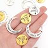 10pcs/lot Retro Alloy Pendant Double-sided Engraved Letters Round Moon Shaped Necklace Pendant DIY Handmade Fashion Jewelry Gift