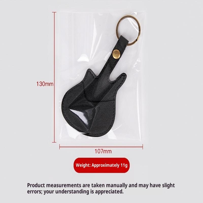 1Pc Leather Guitar Pick Bag Pick Holder Case Guitar Shape With Key Ring Guitar Accessories Instrument Accessories